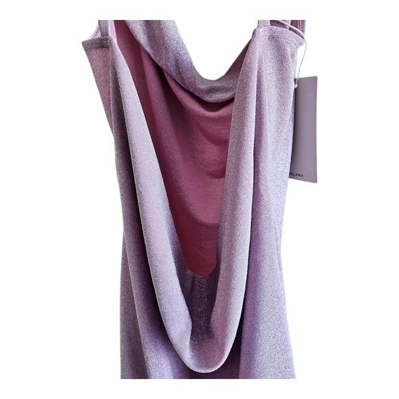 HALARA M Dress Bodycon Mini Glitter Pink Low Back Spaghetti Straps Stretch NEW - Picture 5 of 9